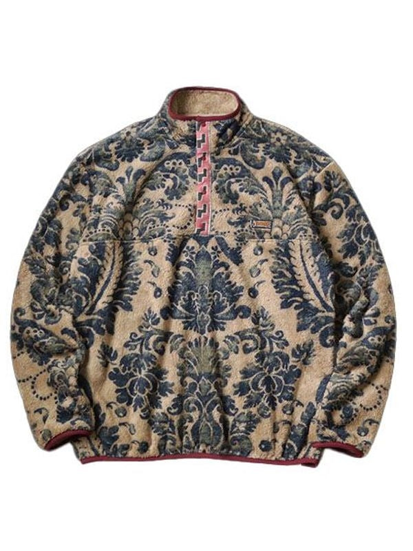 Damask Pattern Half-Zip Fleece Jacket