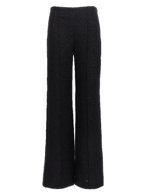 Black Wool Wide Pants