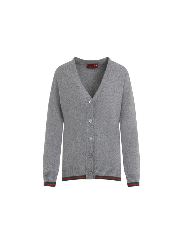 Web Detail Wool Cashmere Cardigan