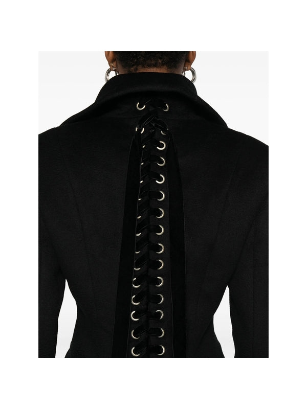 Wide-Lapel Double-Breasted Coat