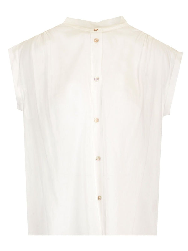 Sleeveless Cotton Silk Shirt