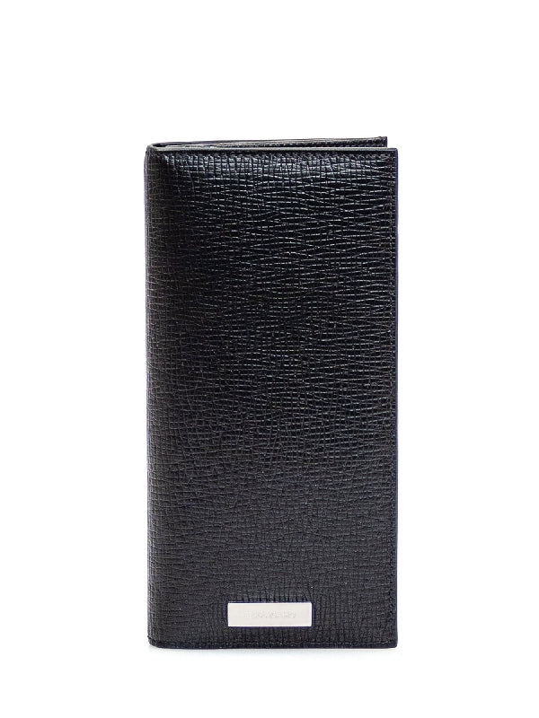Metal Logo Leather Card Wallet