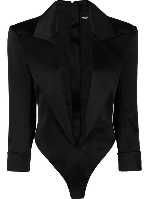 Back Zip V-Neck Tailored Bodysuit