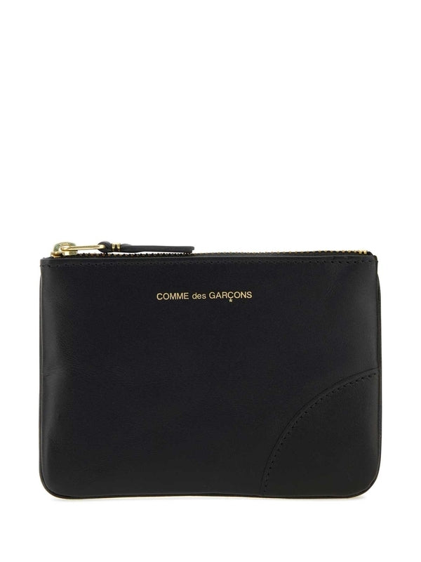 Logo Black Leather Zipper Wallet