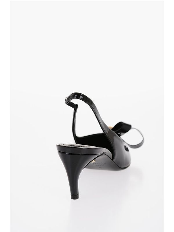 Pointed-Toe Leather Slingback Heels