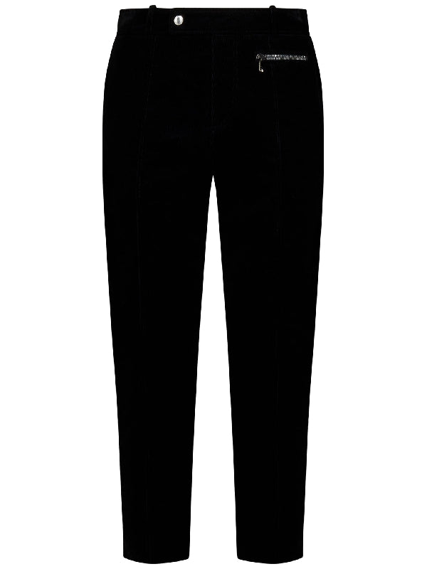 Zip Trimming Cotton Cropped Pants