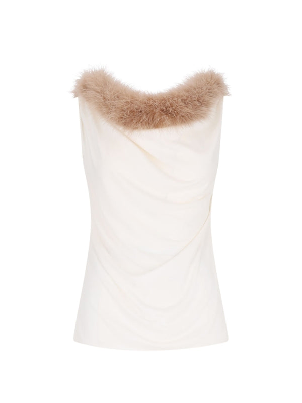 Backless Fur Detail Sleeveless Top