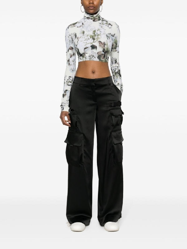 Viscose Satin Cargo Pants