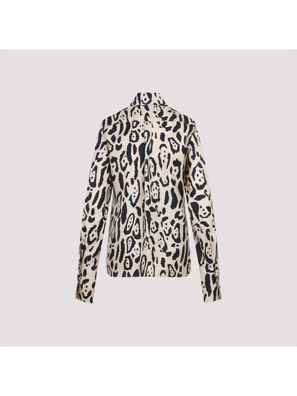 Armony Leopard Printing Silk Shirt