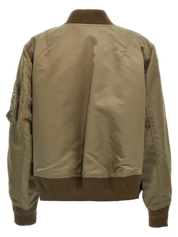 Asymmetric
  Detail Nylon Bomber Jacket