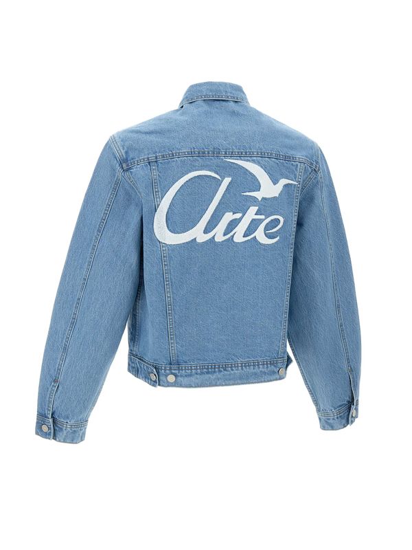 Back Logo Printed Cotton Trucker Jacket