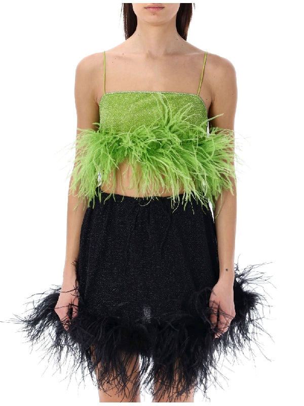 Lumiere Lurex Feather Hem Slip Top