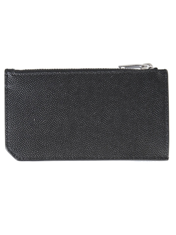 Logo Leather Zipper Card Wallet