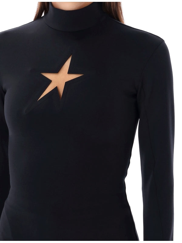 Star Cutout High-Neck Long Sleeve Top