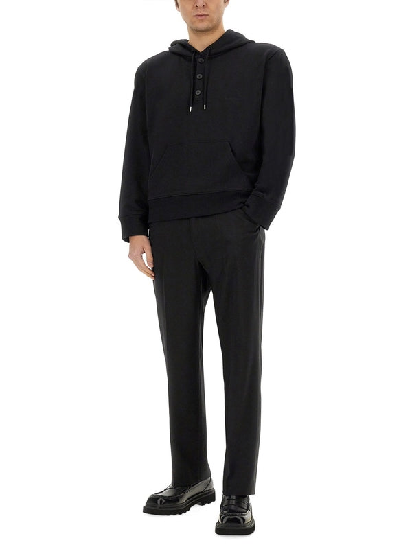 Button Detail Cotton Hoodie