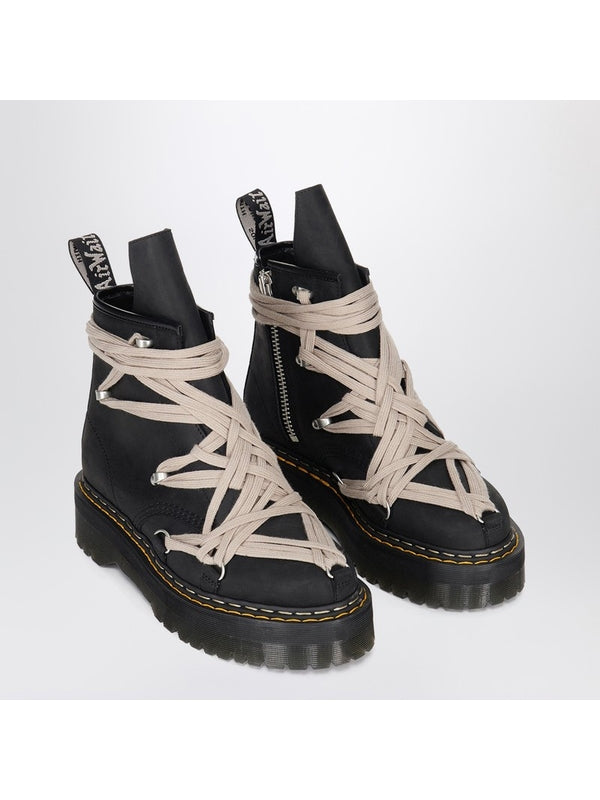 Rick Owens Black Lace-Up Boots