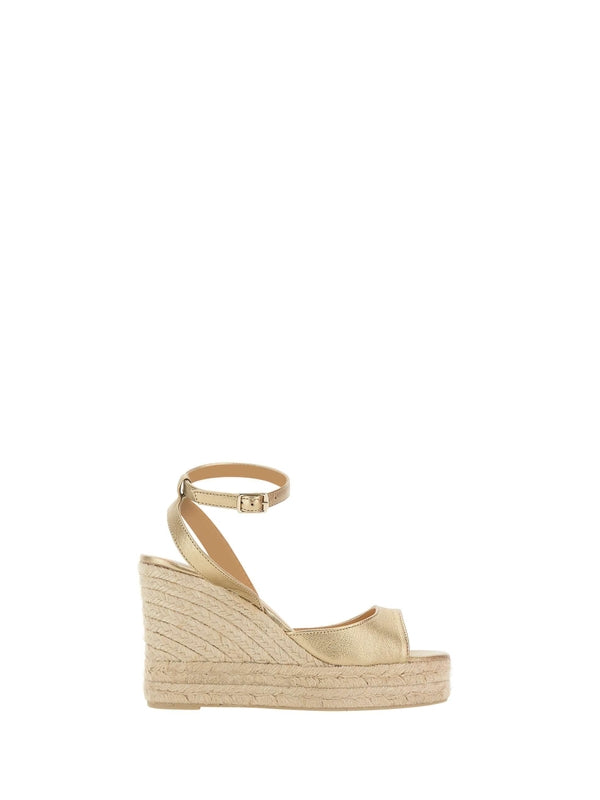 Castañer Gold Wedge Sandals