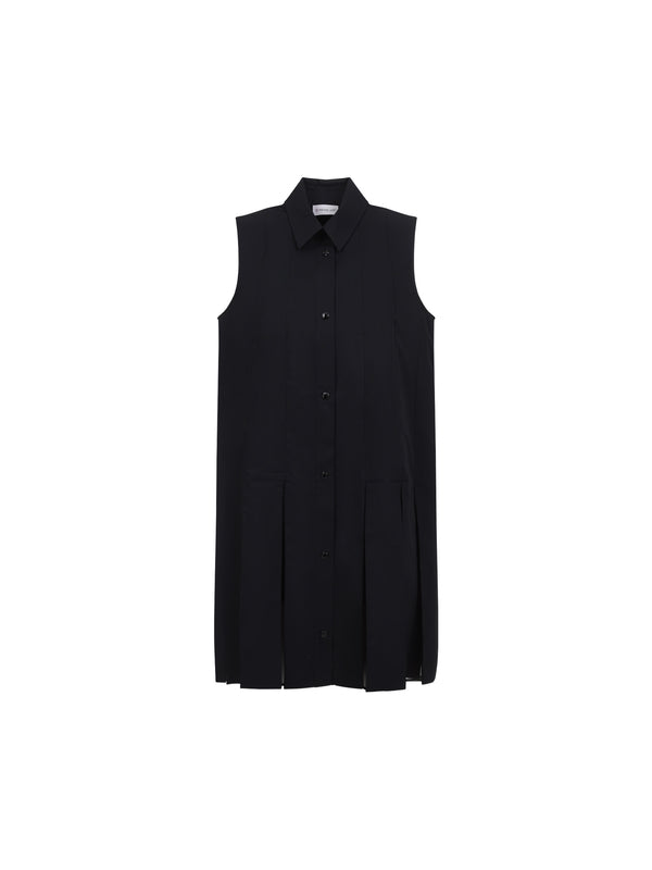 Pleats Detail Cotton Midi Dress