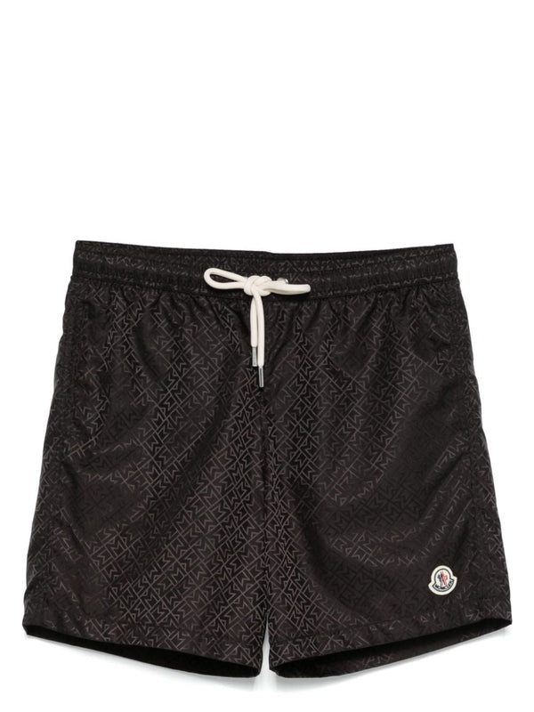 Logo Patch All-Over Pattern Nylon Shorts