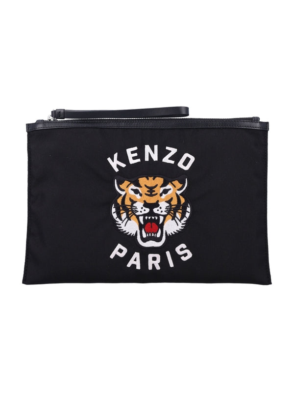 Varsity Logo Embroidery Clutch Bag