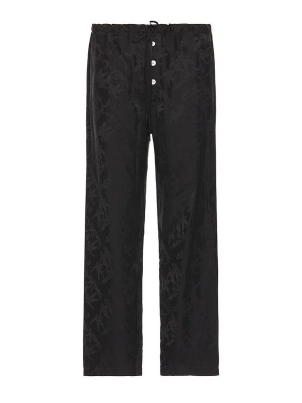 Jacquard Pattern Silk Blend Pants