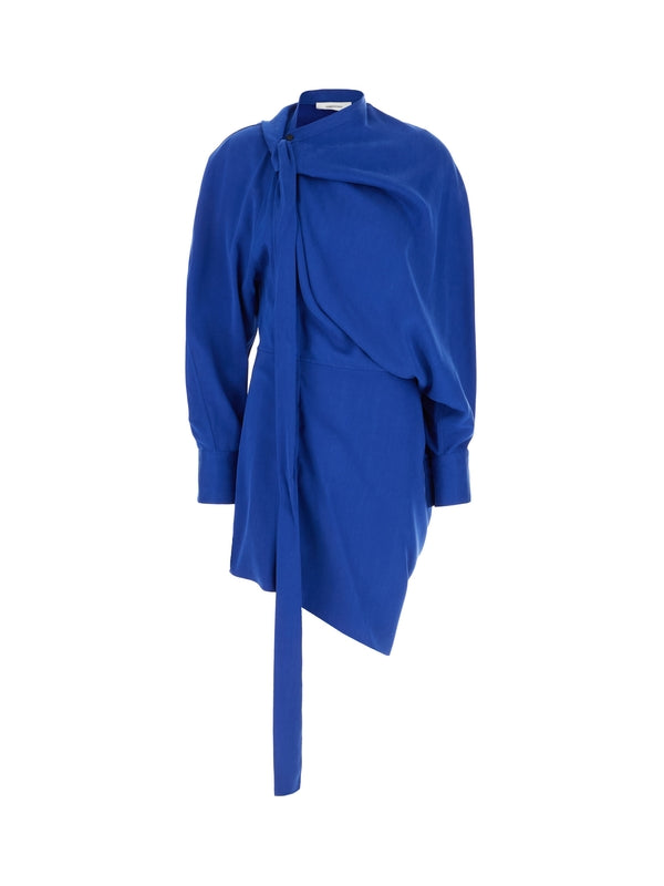 Asymmetric Drape Lyocell Mini Dress