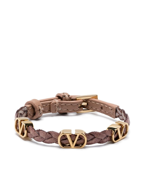 V Logo Leather Bracelet