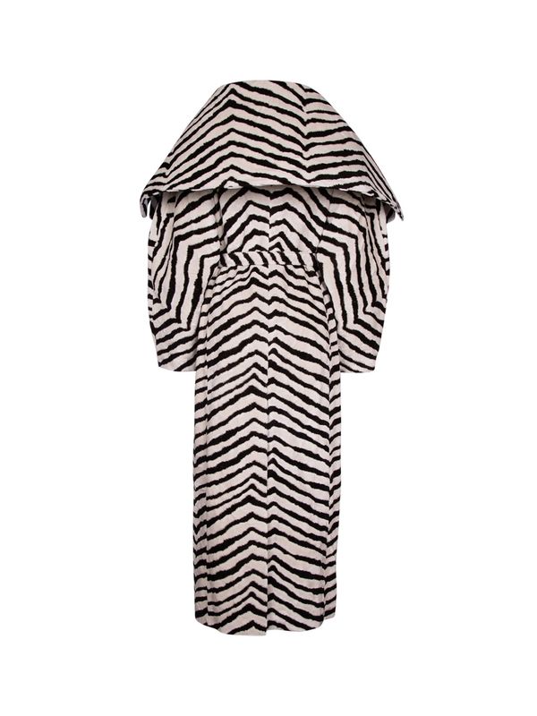 Zebra Pattern Belt Long Coat