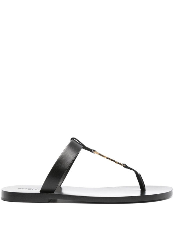 Cassandre Black Leather Flip Flops