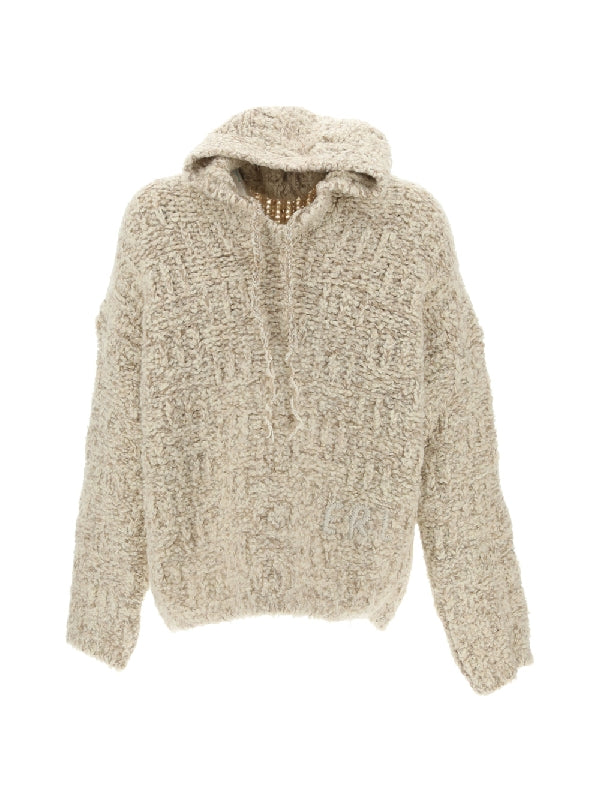 Textured Wool Mohair Hooded Knit