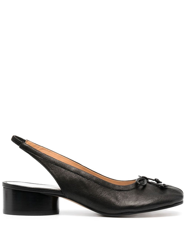 Black Leather Tabi Slingback Heels