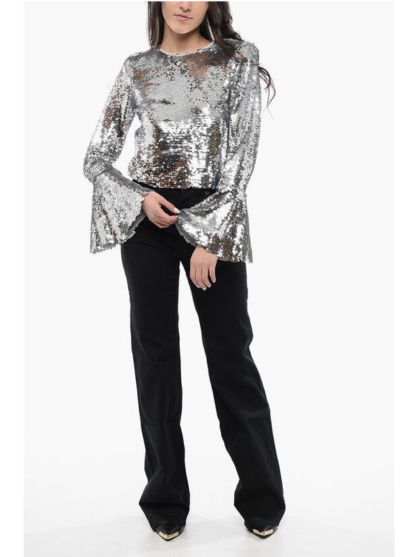 Sequin Flare Long Sleeve Top