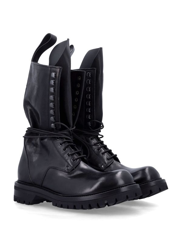 Rick Owens Black Lace Up Boots