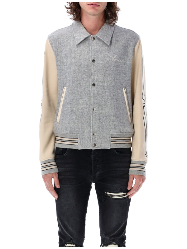 Bone Patch Varsity Bomber Jacket