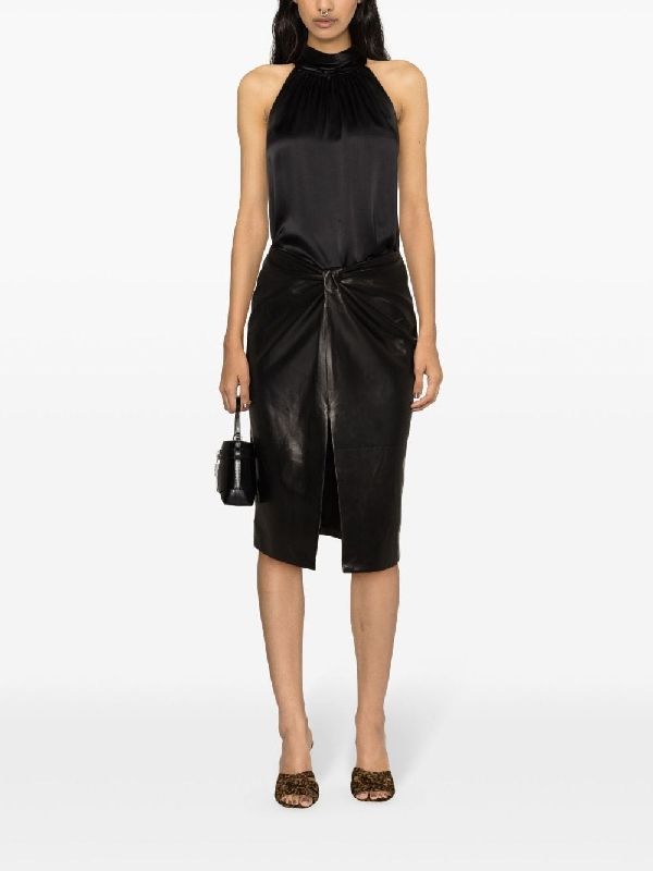 Twist Lambskin Pencil Skirt