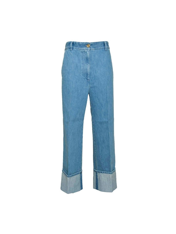 Wide Turn-Up Denim Pants