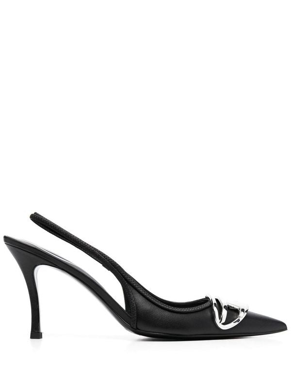 Venus Metal
  Logo Leather Slingback Heel