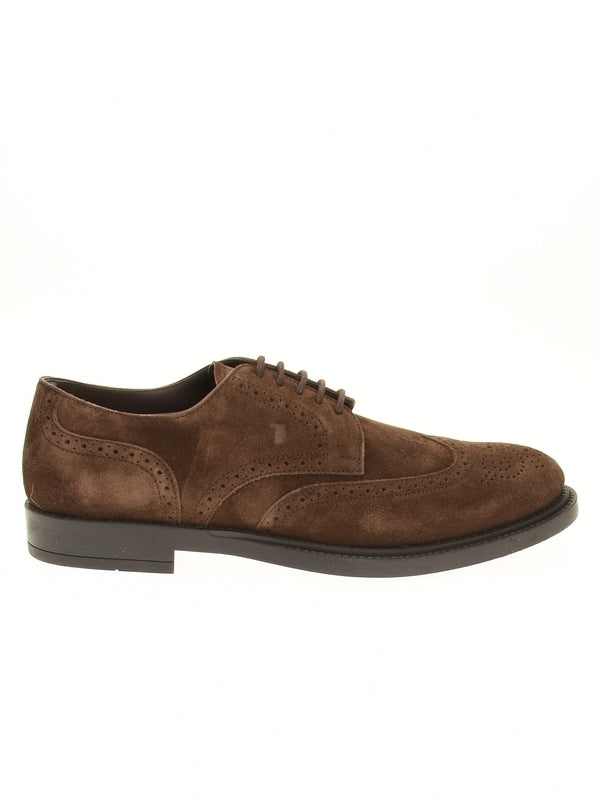 Brown Suede Logo Lace-Up Shoes - jentestore_global