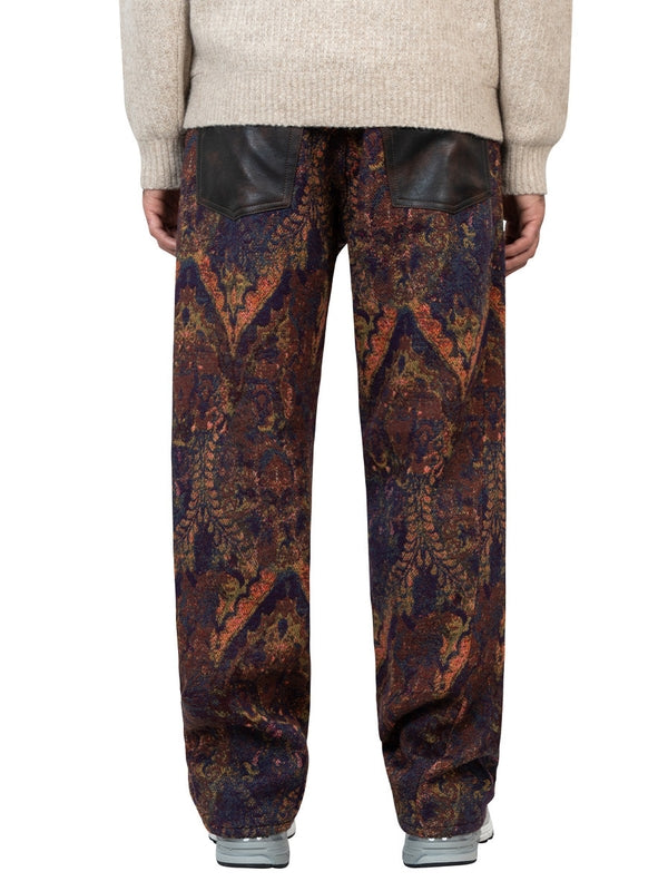 Jacquard Pattern Leather Pocket Pants