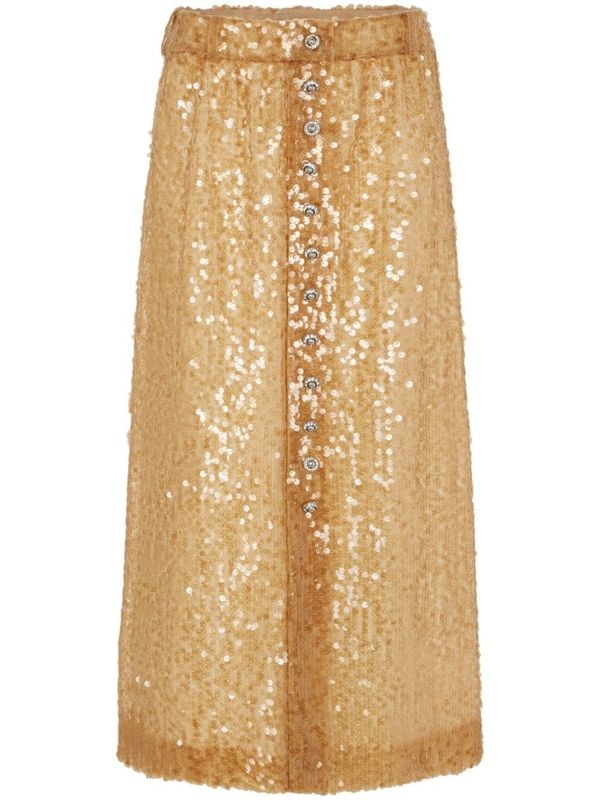 Allover Sequin Button Skirt