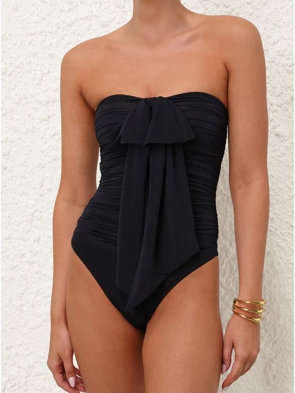 Bow Drape Off-Shoulder Swimsuit