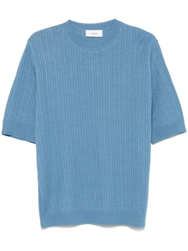 Ribbed Linen Cotton Short
  Sleeve Knit