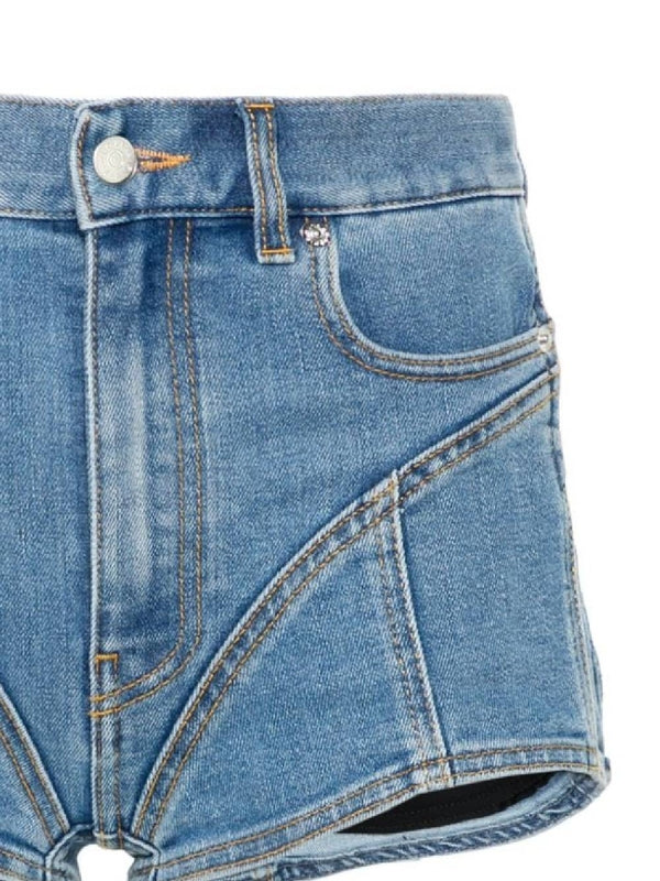 Panel Detail Denim Shorts