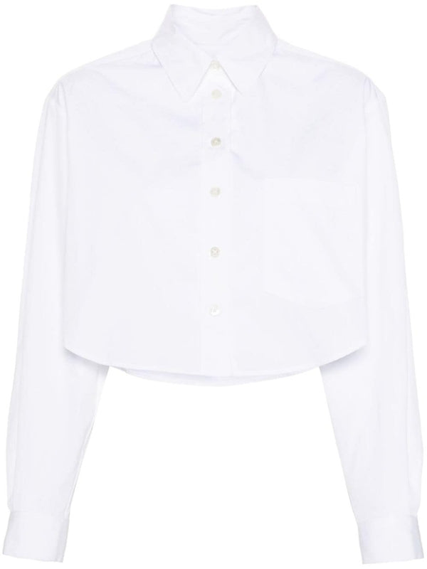 White Crop Silk Blend Shirt