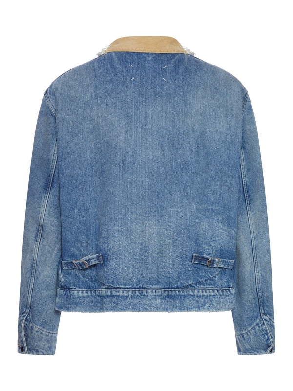 Back Stitch Collar Detail Denim Trucker Jacket