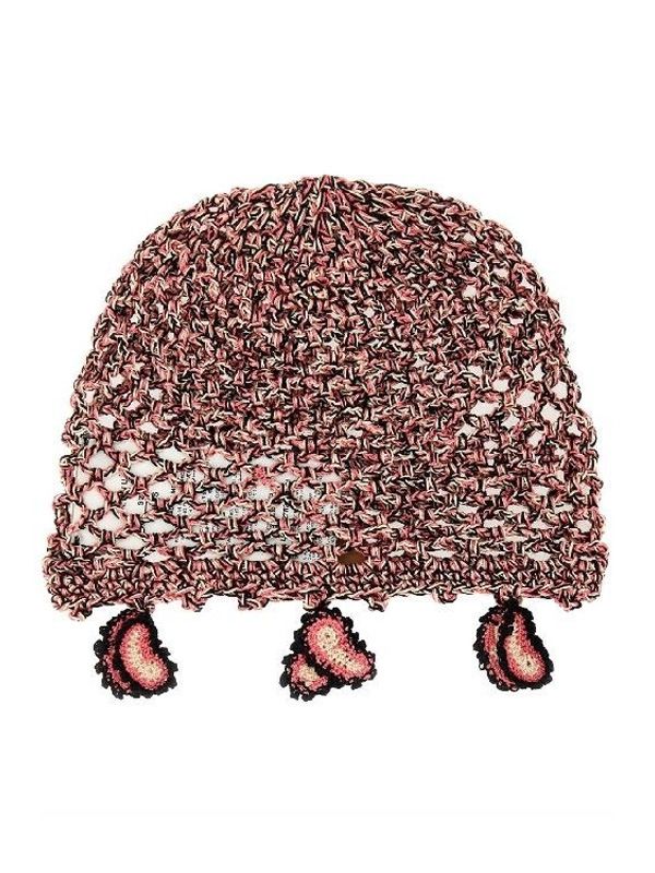 Crochet Paisley Knit-accented Beanie