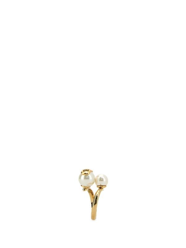 V Logo Pearl Ring