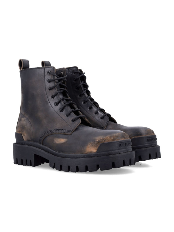 Strike Vintage Effect Leather Lace-Up
  Boots