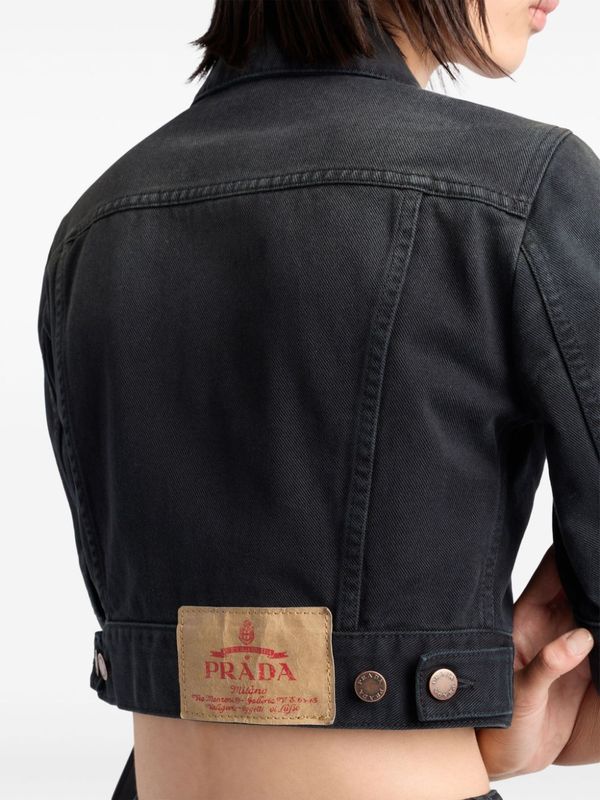 Back Logo Patch Cropped Trucker Jacket