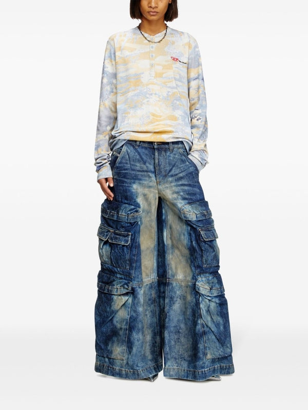 Wide Cargo Denim Pants